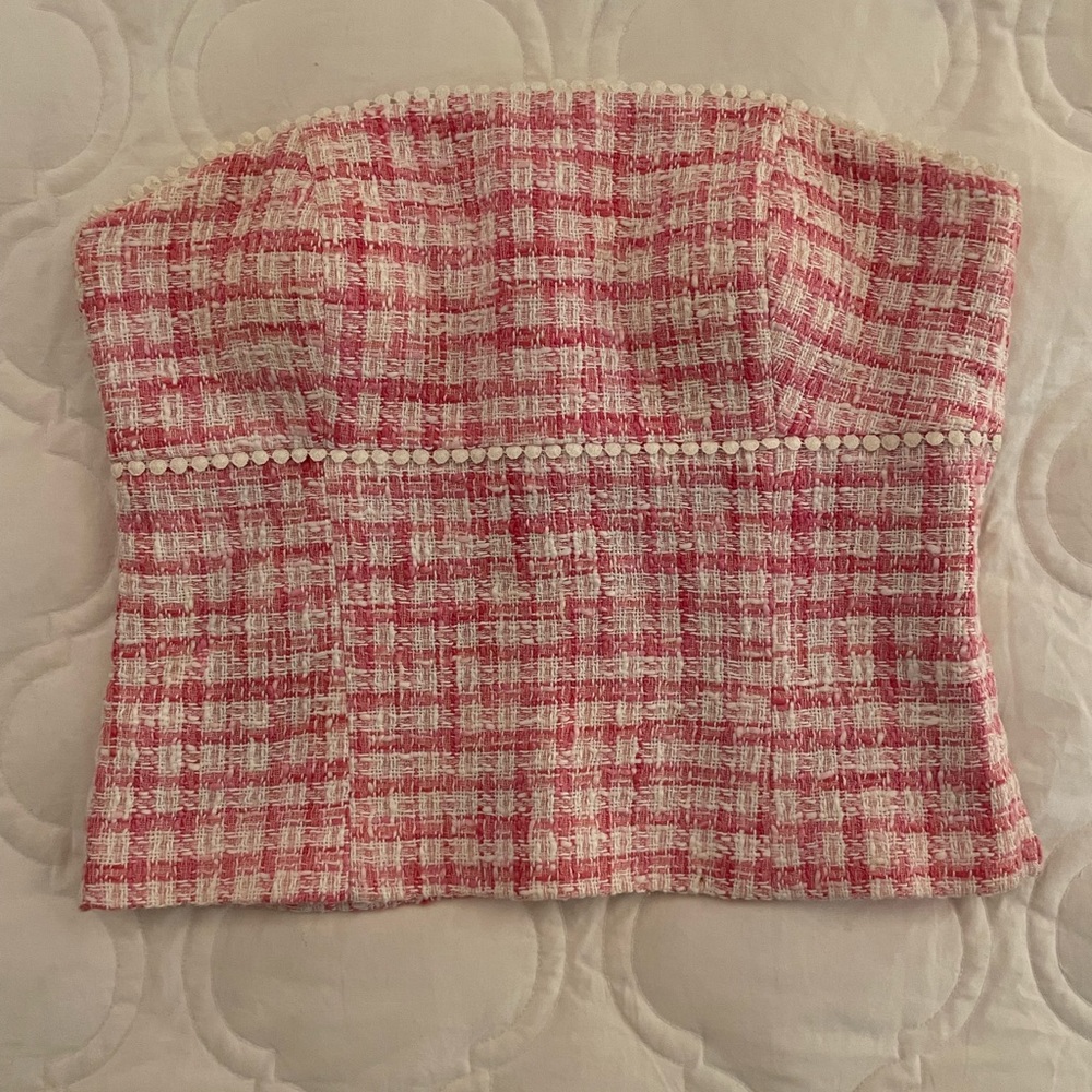 Vintage Lilly Pulitzer Pink Tweed Strapless Top